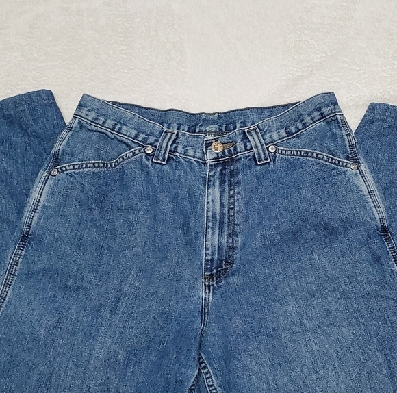 Vintage lee riveted mid wash high rise wide leg loose fit cargo jeans denim 10 - Picture 5 of 13